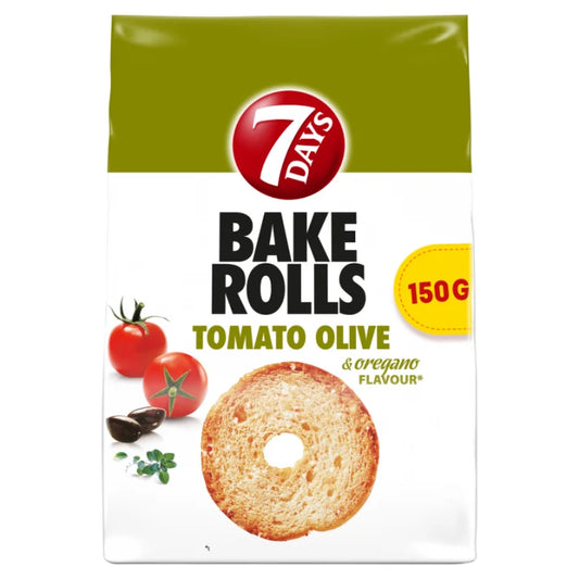 Chrupki Chlebowe Bake Rolls o smaku pomidorów oliwek i oregano 150g 7 Days