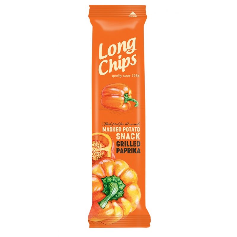 Chipsy ziemniaczane długie o smaku grillowanej papryki 75g Long Chips
