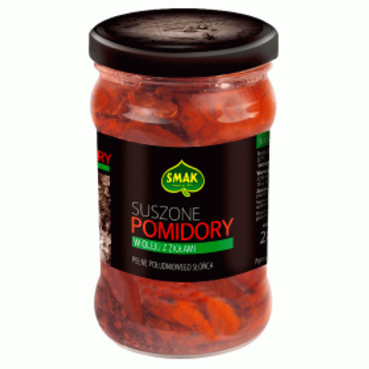 Suszone pomidory w oleju z ziołami 280 g Smak