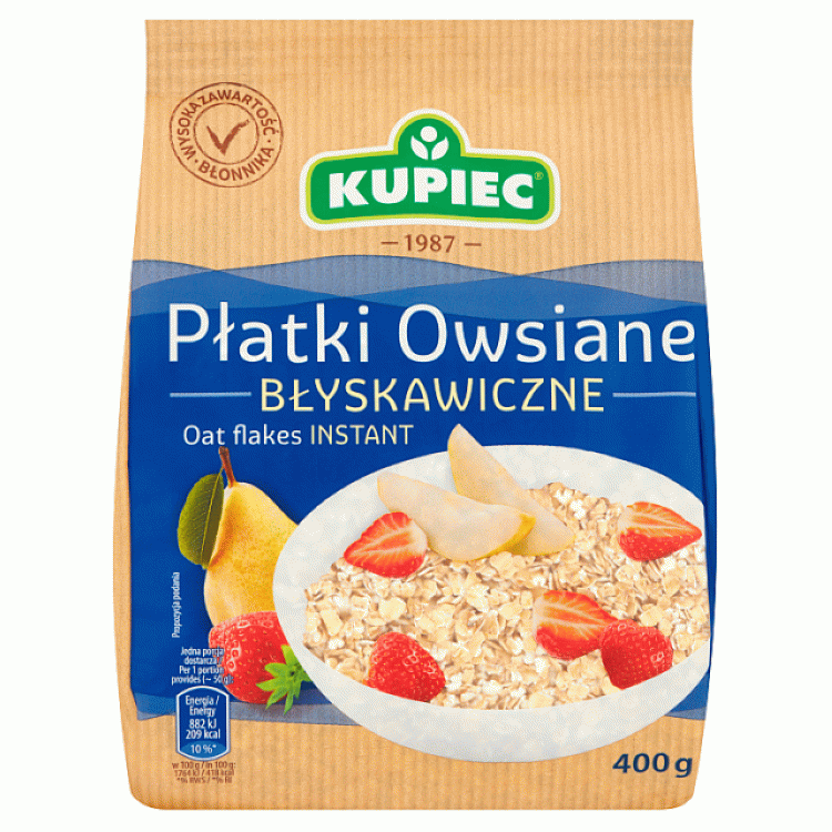 Płatki owsiane błyskawiczne 400g Kupiec