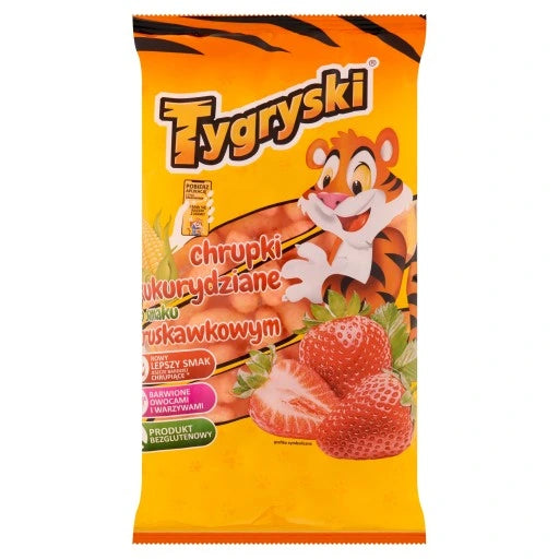 Chrupki kukurydziane Tygryski o smaku truskawkowym 70g