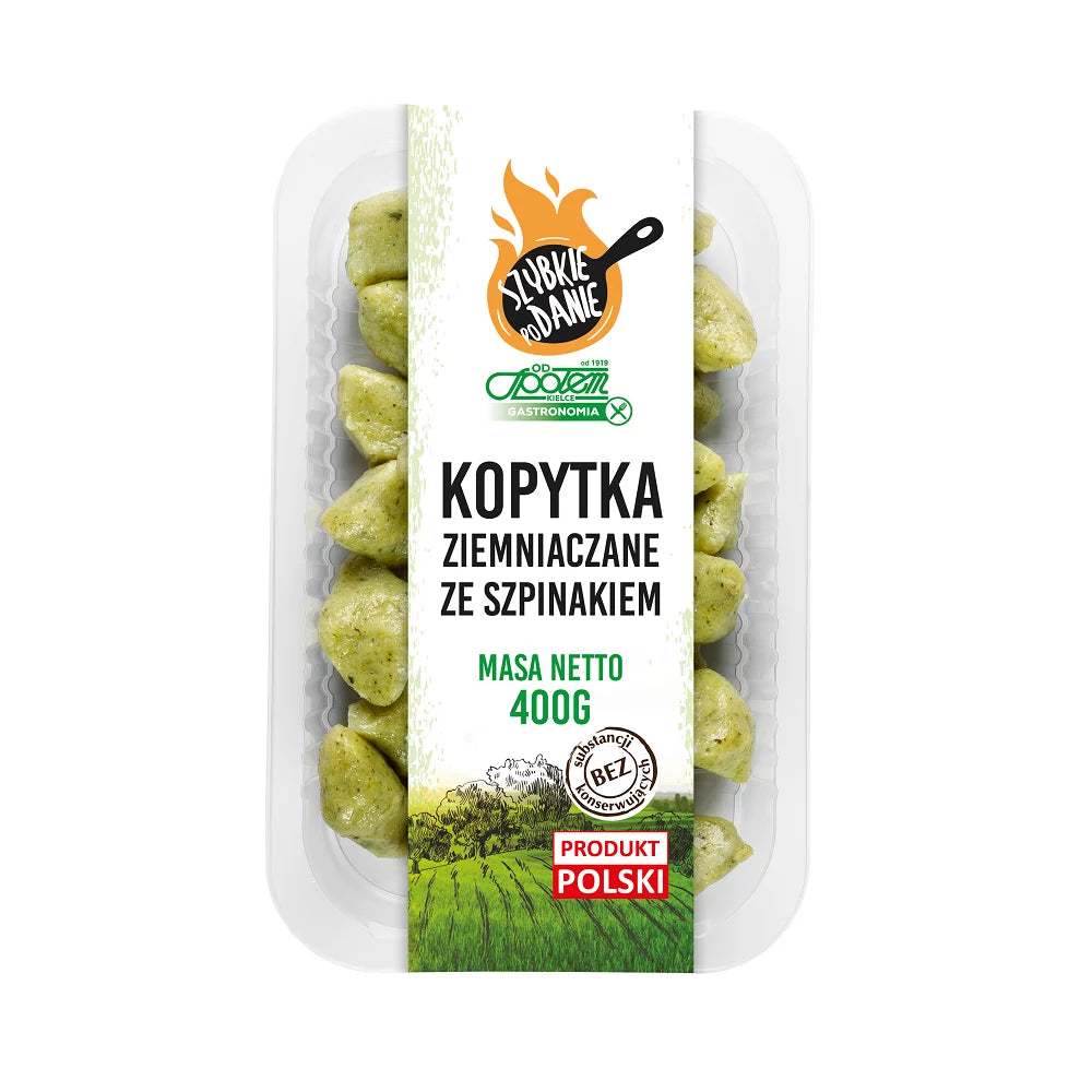 Kopytka ziemniaczane ze szpinakiem 400g Społem PSS