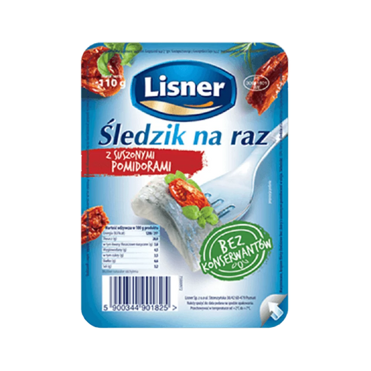 Śledzik na raz z suszonymi pomidorami i ziołami włoskimi 100g Lisner