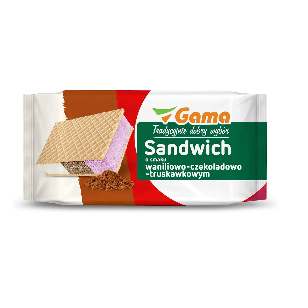 Lody kanapka waniliowo-truskawkowo-czekoladowe 180ml Marka Własna Gama