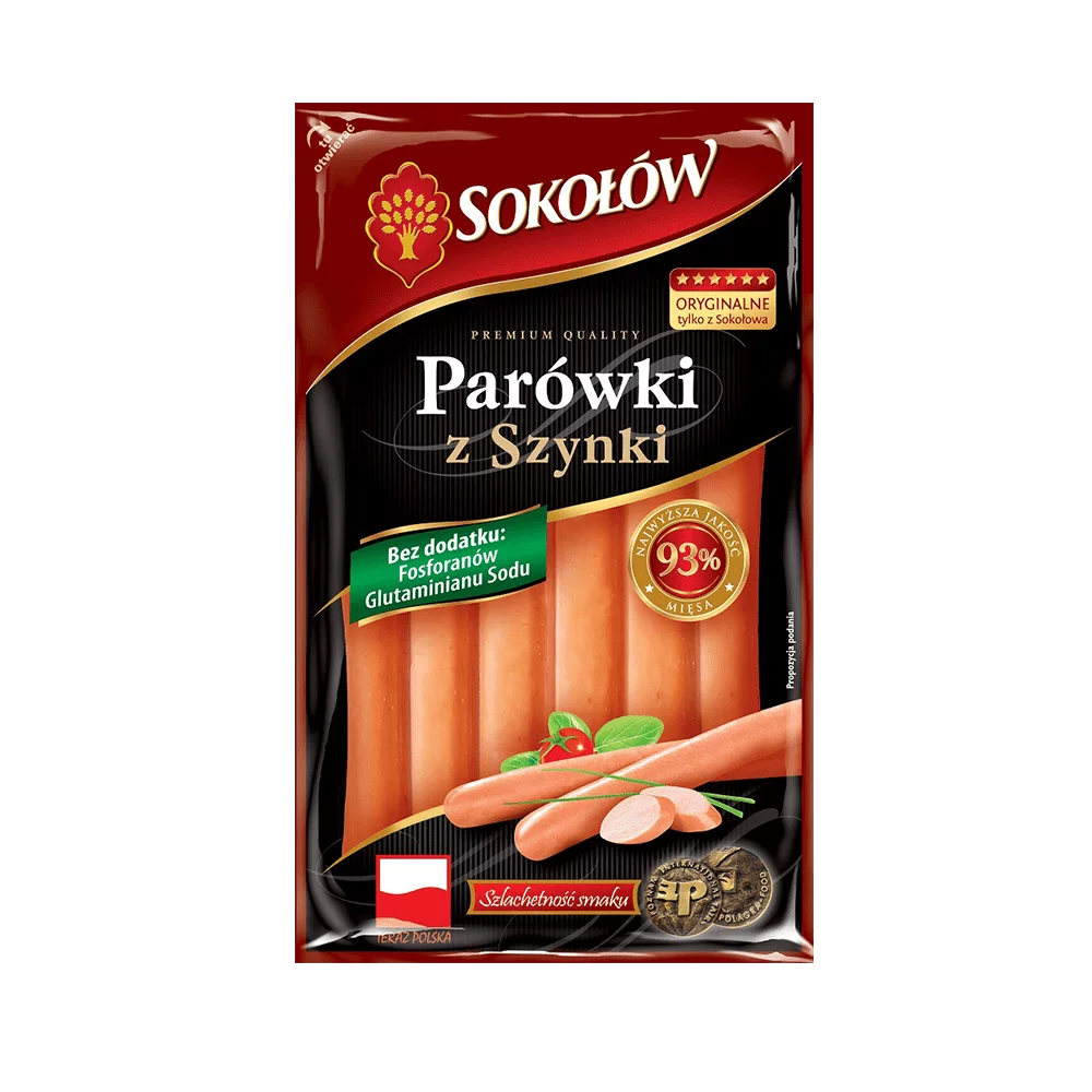 Parówki z szynki 210g Sokołów
