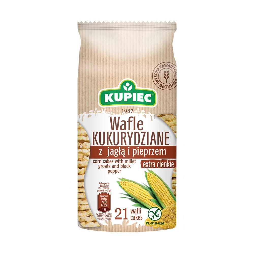 Wafle kukurydziane jagła i pieprz 105g Kupiec